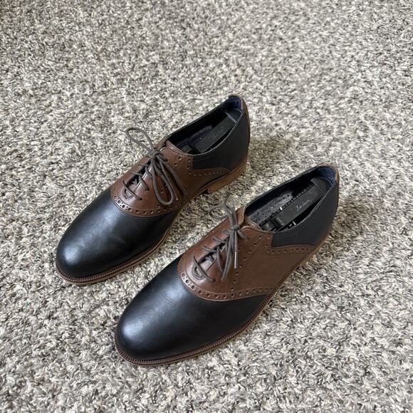Cole Haan Carter Saddle Oxford Men\'s Size 9 M Wingtip Derby Shoes Black Brown